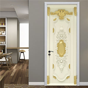 Retro Wooden Door Stickers PVC Waterproof Wallpaper For Doors