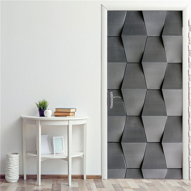 3D Door Decoration Wallpaper Modern Design Door Sticker Self-adhesive