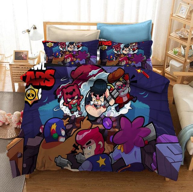 Bedding Set Brawls Cartoon Stars Anime Figure Quilt Cover Pillowcase Kid Child